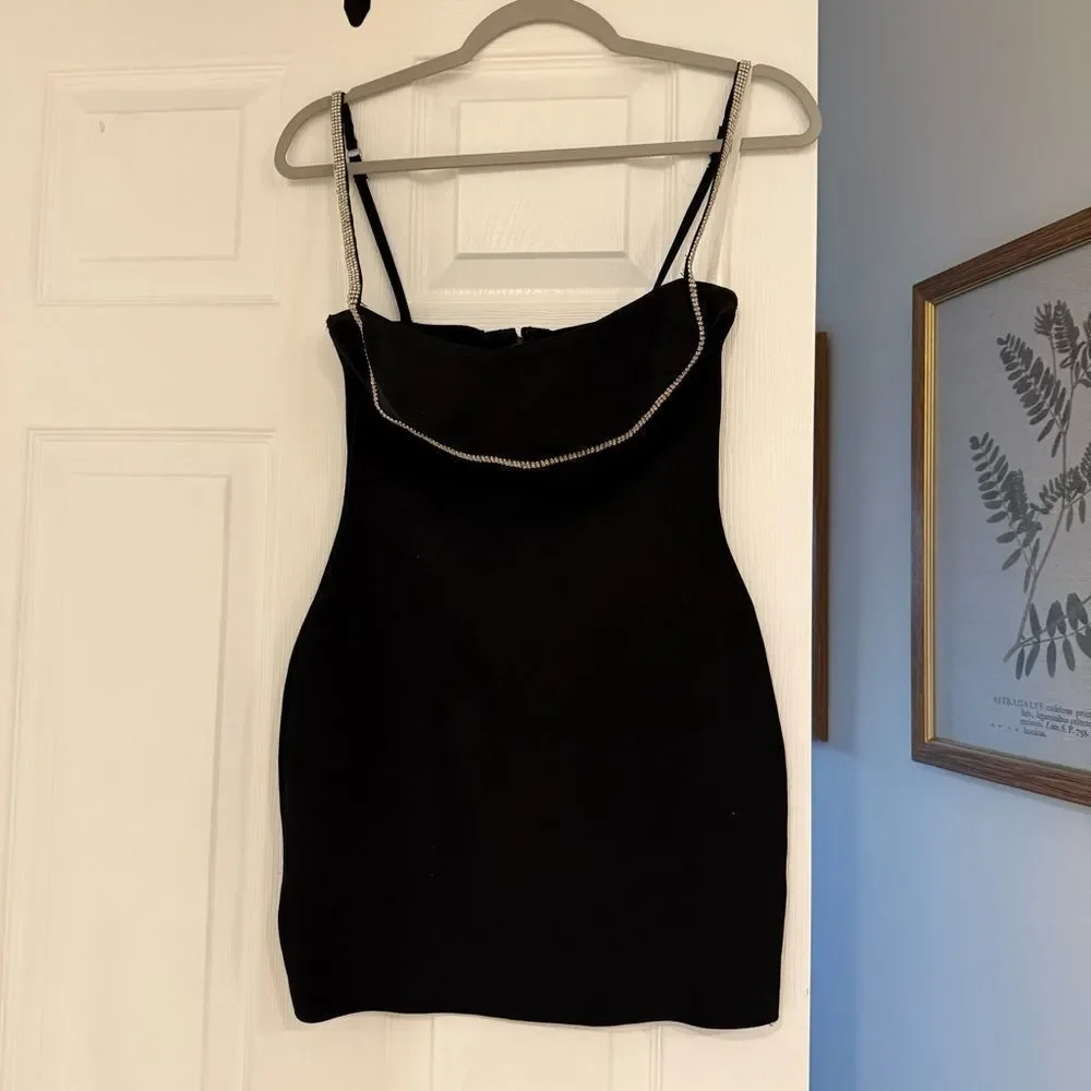Revolve Superdown Pollie Black Rhinestone Mini Dress - Picture 2 of 5